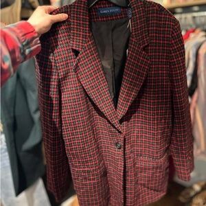 Karen Scott Checkered Red and Black Blazer